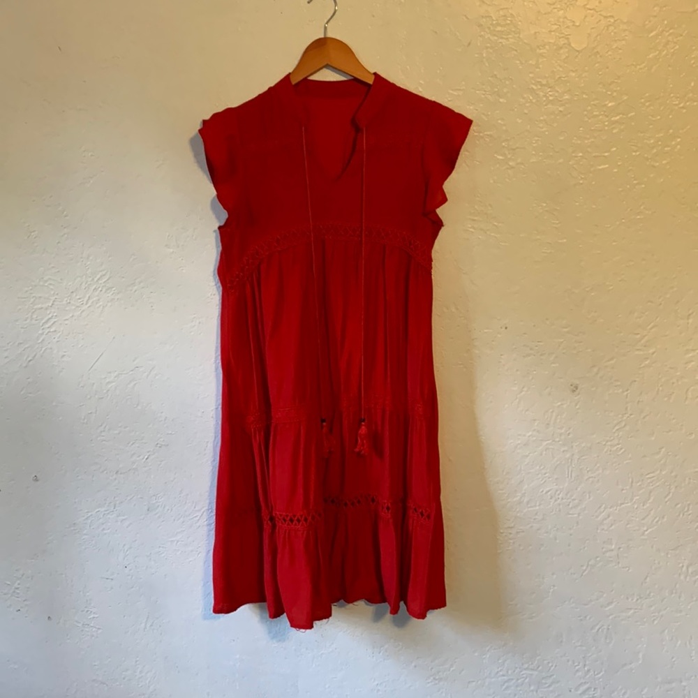Bright red tunic dress, size m